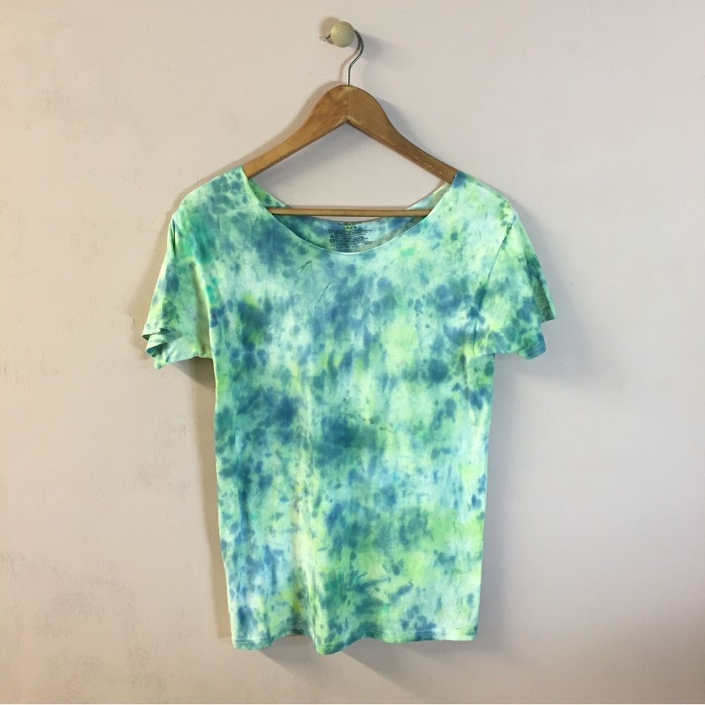 Blue & Green Tie Dye Shirt Size S EUC